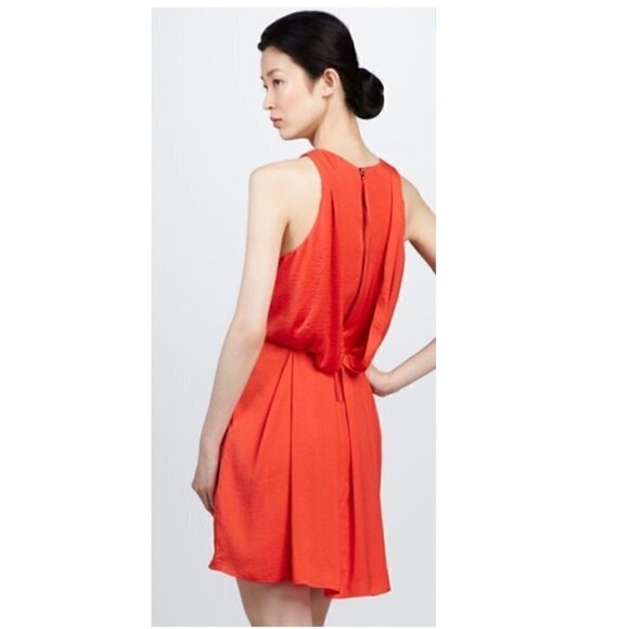 Rebecca Taylor Mini Dress 0 Halter Draped Back Sleeveless Orange Luxury Vacation - Picture 6 of 15